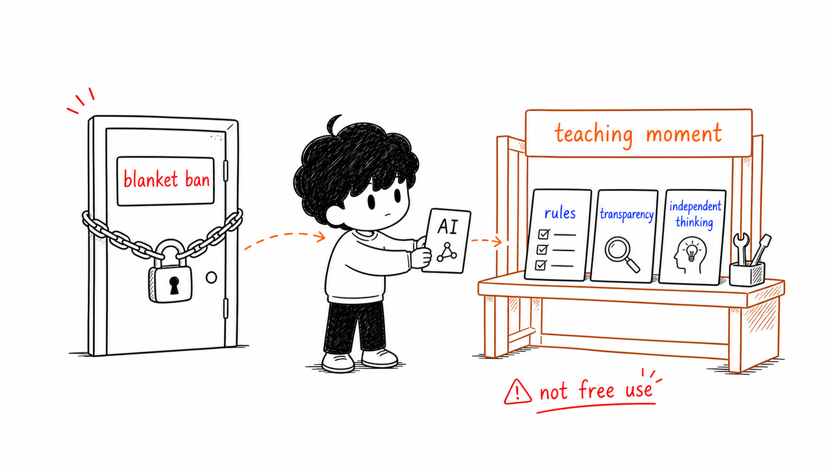 Ban versus teaching opportunity