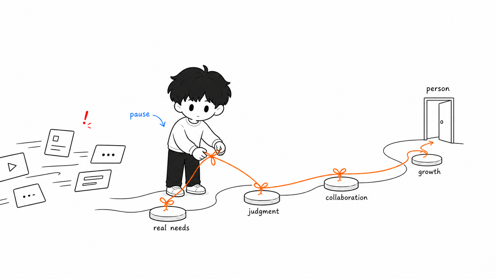 Ze pulls the students and AI path toward human growth